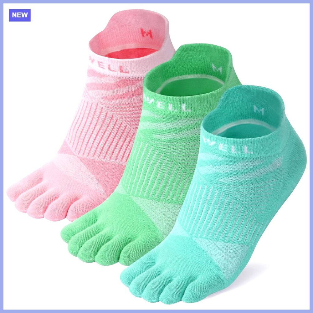 COOLMAX Five Finger Toe Socks Athletic Ankle Moisture Wicking